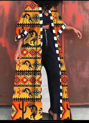 Geometric & Animal Print Geometric & Animal Print Open Front Top