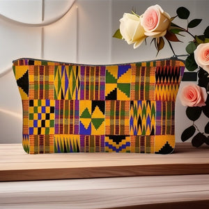 Ethnic Print Cosmetic Bag - Afro Ladies Toiletry Bag