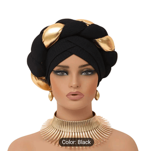 New African Ethnic Sponge Twist Braid Turban Hat