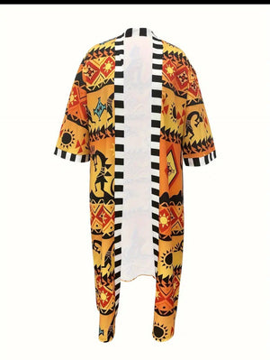 Geometric & Animal Print Geometric & Animal Print Open Front Top