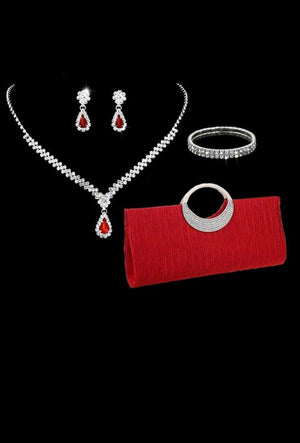 Elegant Charm 4-Piece Accessory Set – Chic Red Handbag & Jewelry Set for Women by Esther Collective store