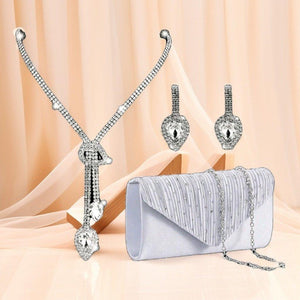 Radiant Elegance Rhinestone Set – Sparkling 3-Piece Jewelry & Clutch Set for Formal Events by Esther Collective store