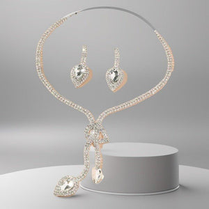 Radiant Elegance Rhinestone Set – Sparkling 3-Piece Jewelry & Clutch Set for Formal Events by Esther Collective store