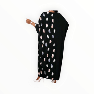 Feather Elegance Plus Size V-Neck Maxi Dress – Flowy, Comfortable & Stylish for Curvy Women by Esther Collective store