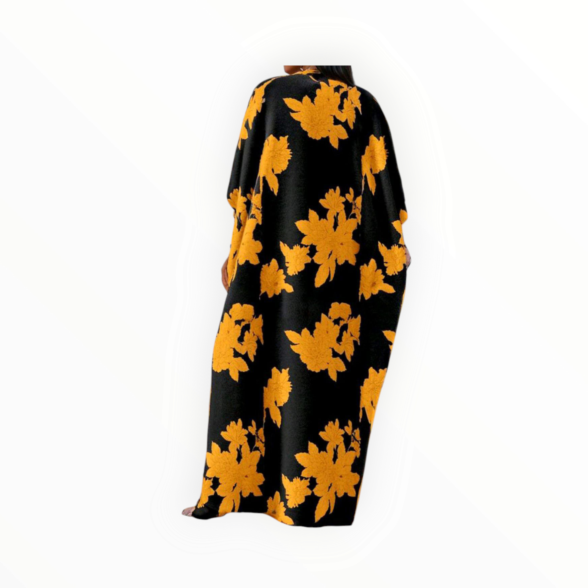 Golden Elegance Plus Size V-Neck Tunic Dress – Lightweight, Stylish & Effortlessly Chic