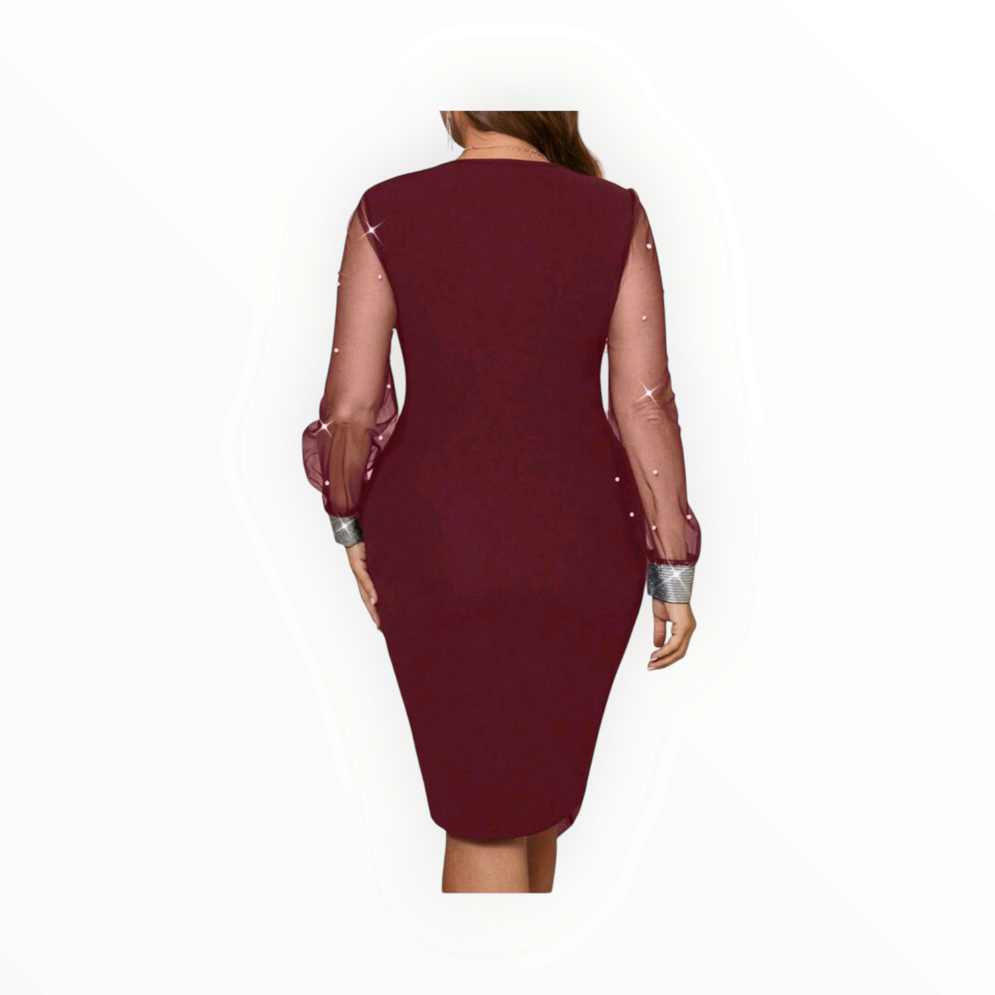 Elegant Mesh Splice Slim Fit Plus-Size Dress – Sexy, Sophisticated & Flattering Bodycon for Curvy Queens