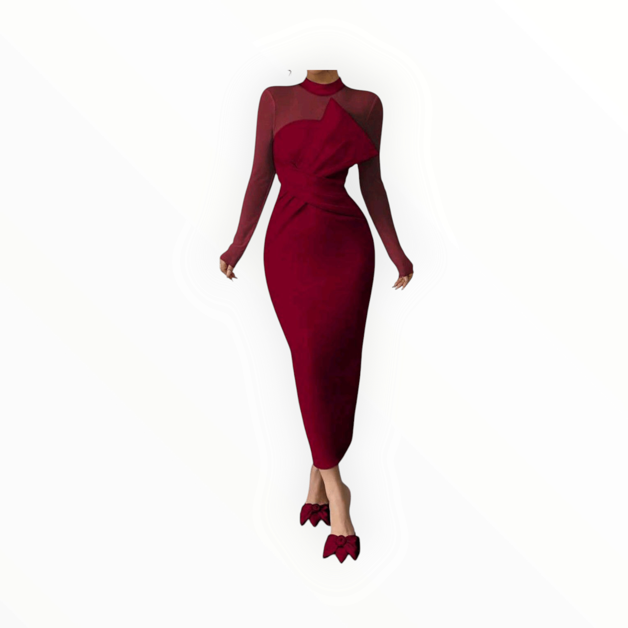Elenzga Pink Elegant Mesh Splice Midi Dress – Chic, Sultry & Perfect for Special Events by Esther Collective store