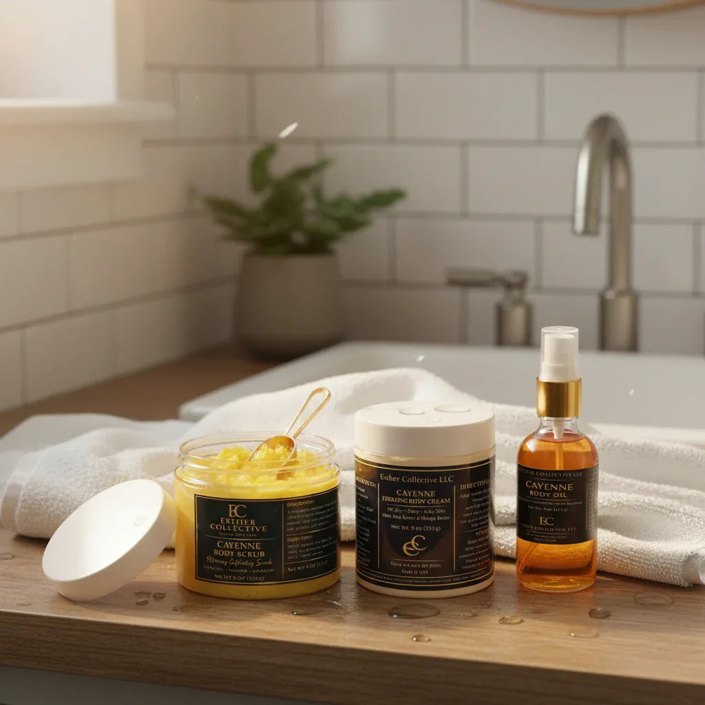 Cayenne Body Transformation Set – 3-Step Firming, Glow & Stretch Mark Routine - Esther Collective store