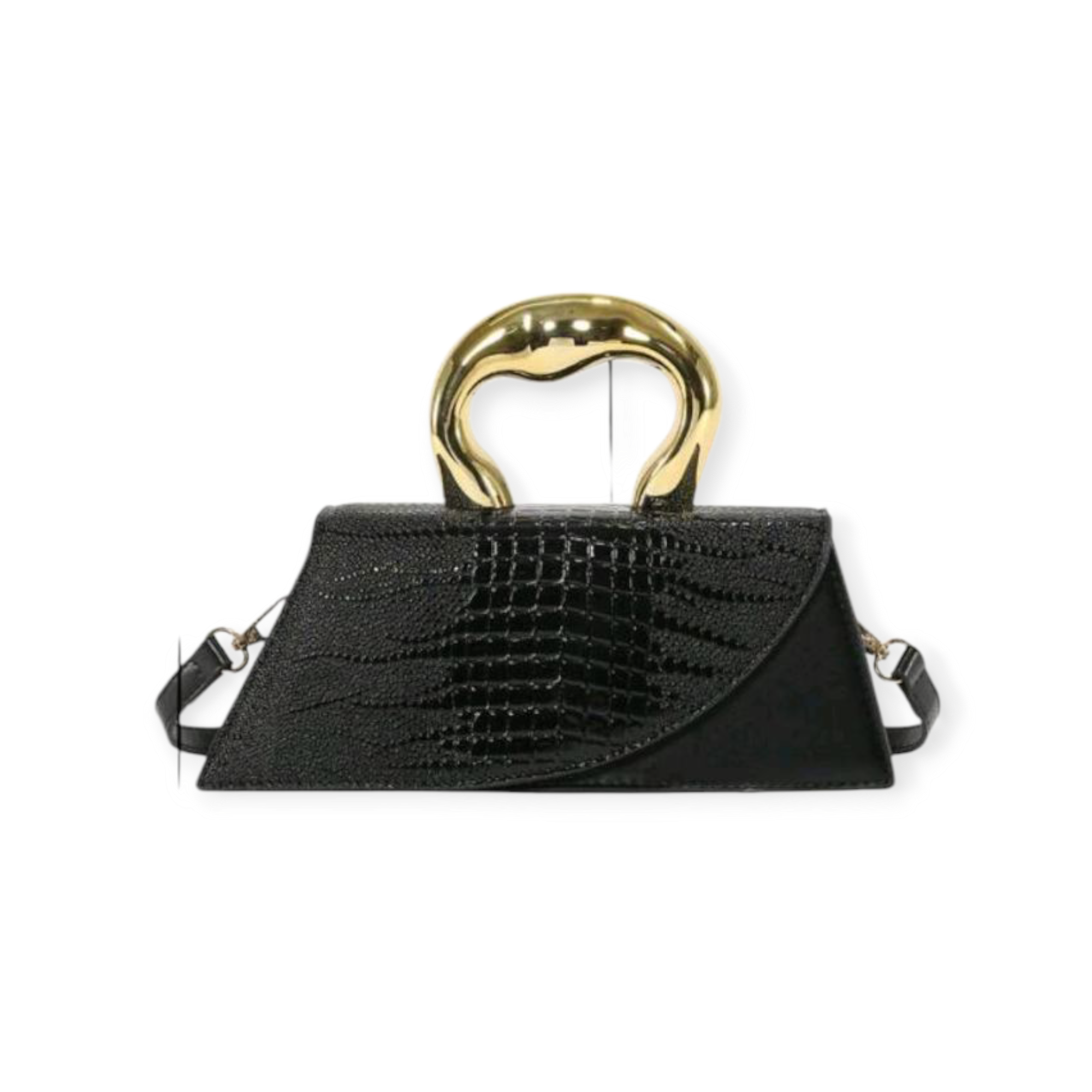 Retro Crocodile Print Handbag – Stylish Baguette & Square Bag for Women | Burgundy & Black