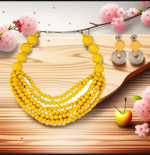 Bohemian Glow Jewelry Set – Bold Handcrafted Beaded Necklace & Earrings - Esther Collective store