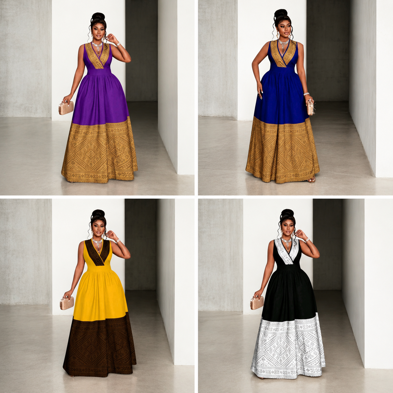 Royal Elegance Maxi Dress – Luxury Sleeveless African-Inspired Evening Gown for Women by Esther Collective store