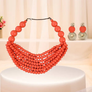Bohemian Glow Jewelry Set – Bold Handcrafted Beaded Necklace & Earrings - Esther Collective store