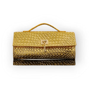 Golden Grace Woven Bag – Chic & Elegant Gold Woven Handbag | Esther Collective LLC by Esther Collective store