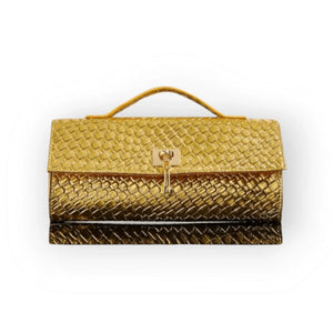 Golden Grace Woven Bag – Chic & Elegant Gold Woven Handbag | Esther Collective LLC by Esther Collective store