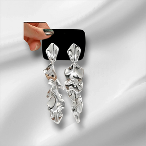 Bold Metallic Leaf Drop Earrings – Gold & Silver Statement Dangles - Esther Collective store