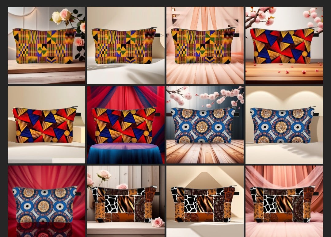 Ethnic Print Cosmetic Bag - Afro Ladies Toiletry Bag