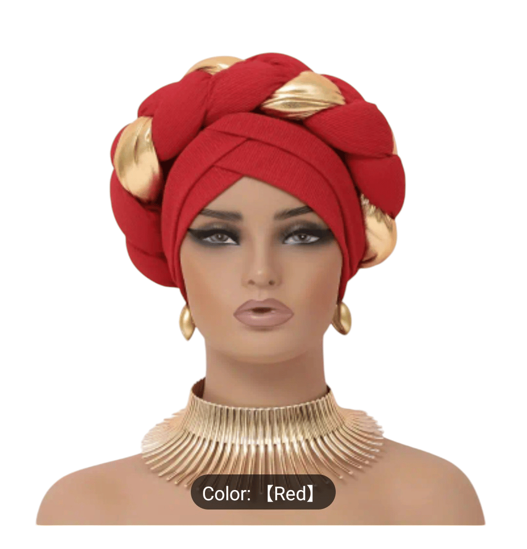 New African Ethnic Sponge Twist Braid Turban Hat