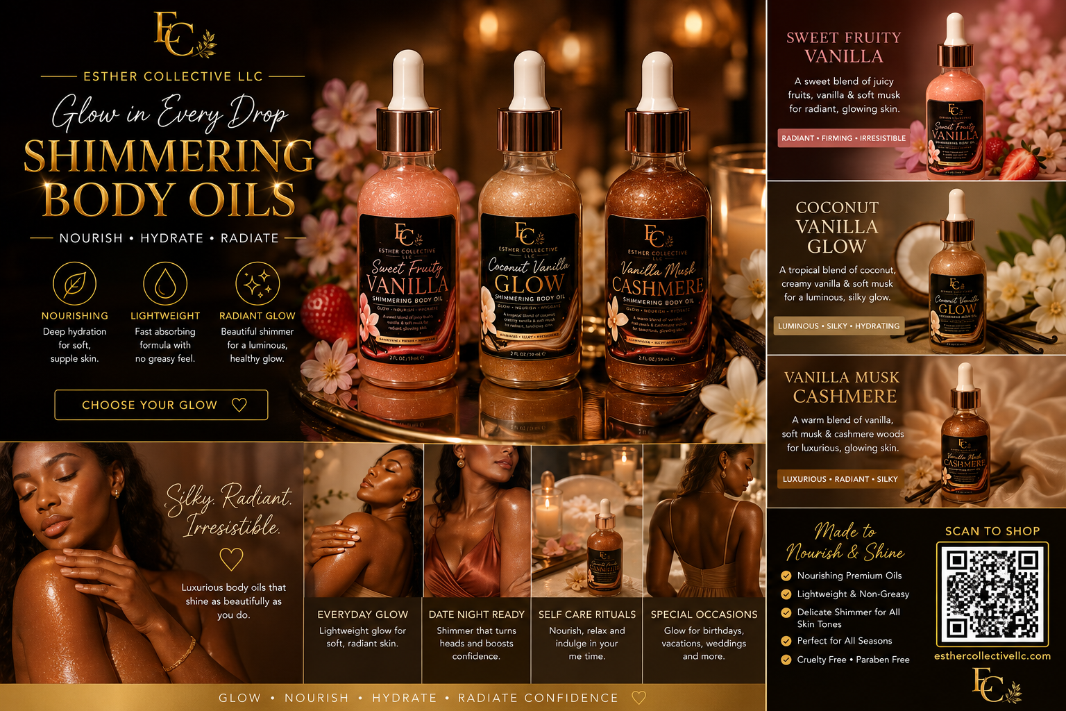 Shimmering Body Oils Collection — All 3 Scents Bundle by Esther Collective store