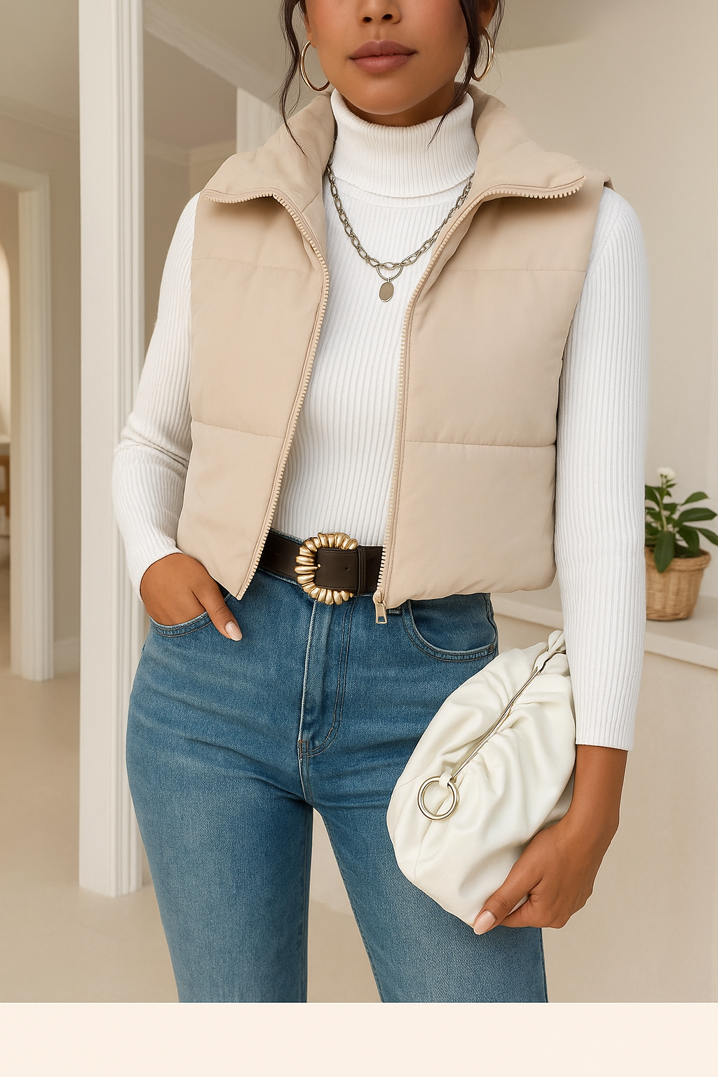 Solid Zip-Up Sleeveless Padded Vest – Winter Essential by Esther Collective store