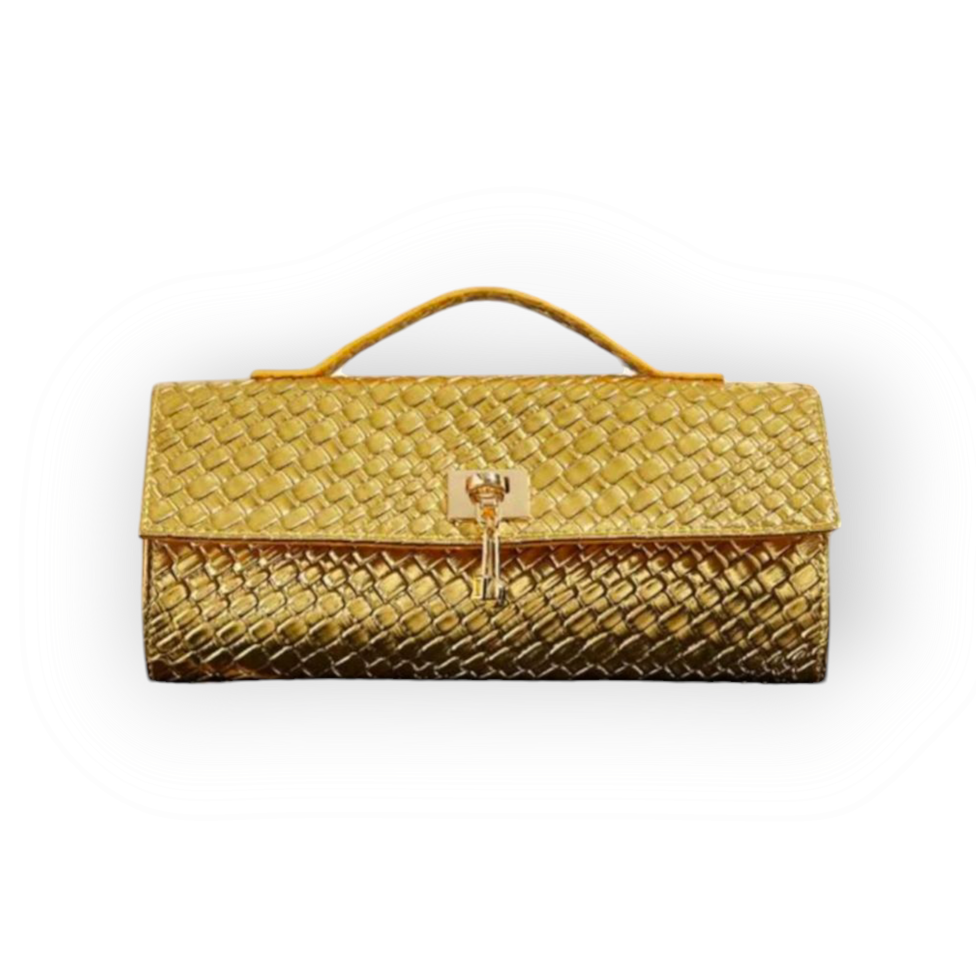 Golden Grace Woven Bag – Chic & Elegant Gold Woven Handbag | Esther Collective LLC