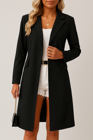 Chic Long Lapel Blazer Jacket – Black by Esther Collective store