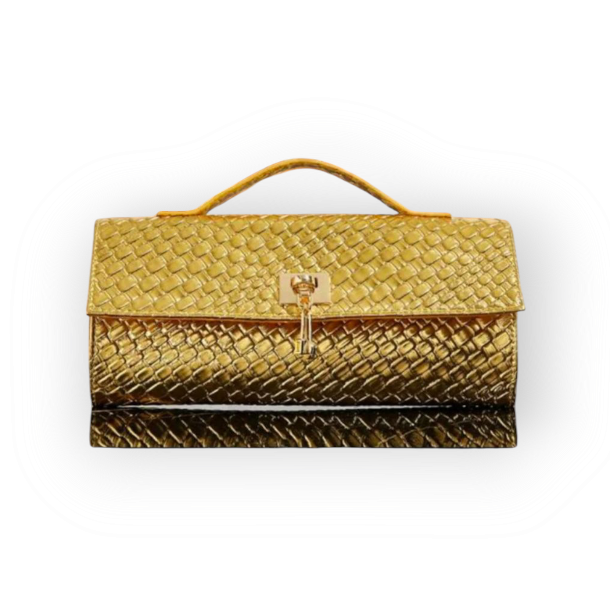 Golden Grace Woven Bag – Chic & Elegant Gold Woven Handbag | Esther Collective LLC