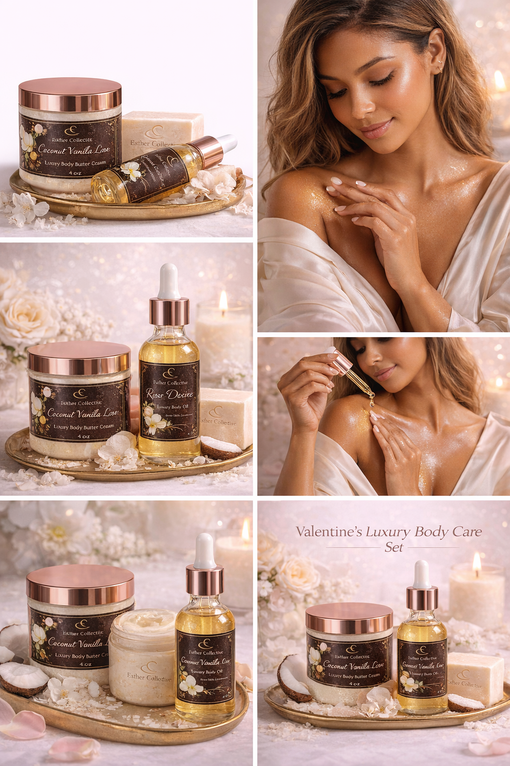 Valentine's Glow Ritual Body Set — 3-Piece Luxury Set in 4 Romantic Scents by Esther Collective