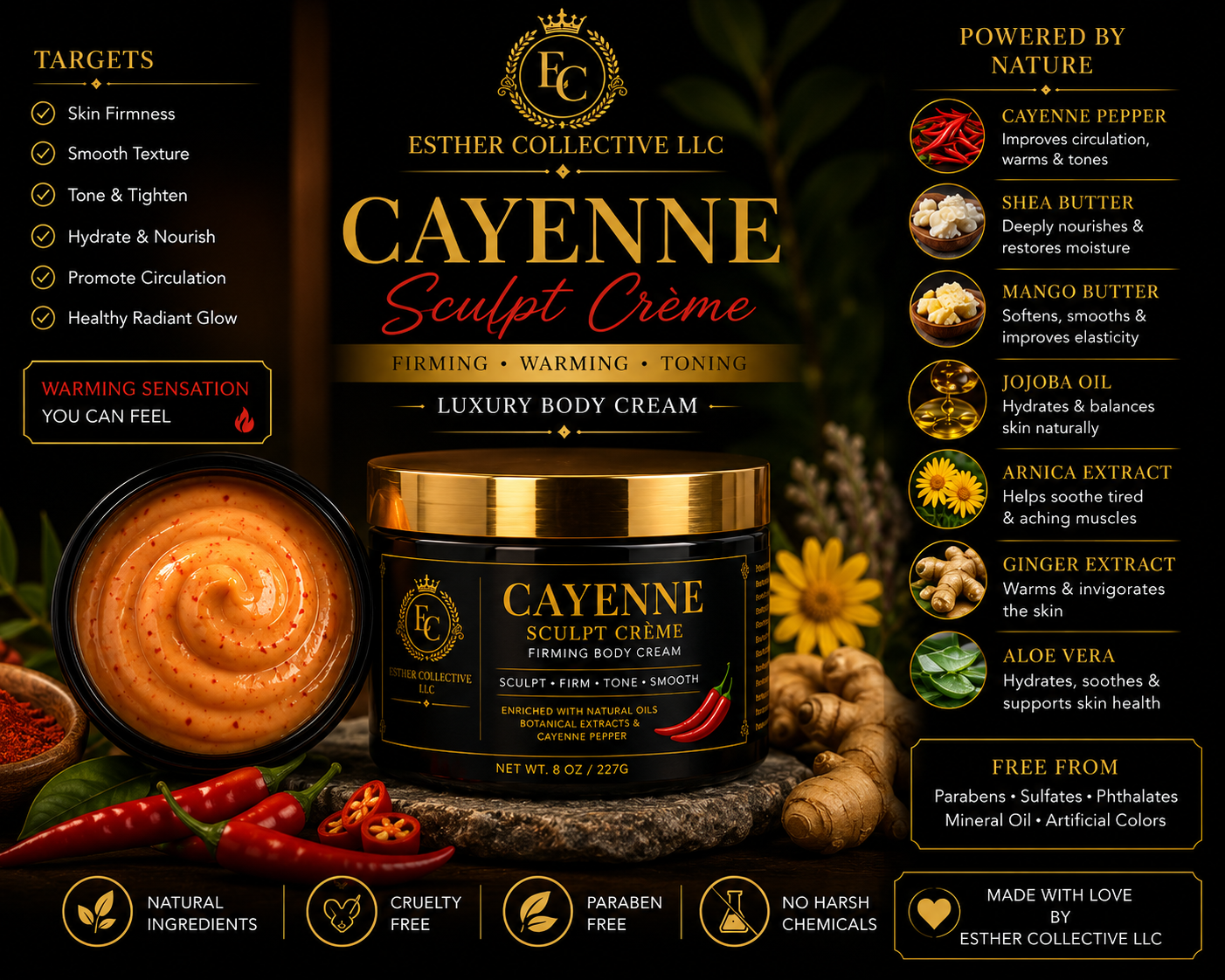 Cayenne Sculpt Crème — Firming & Warming Luxury Body Crème by Esther Collective store