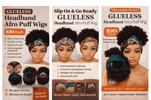 Glueless Headband Afro Puff Wig – Quick & Easy Protective Style by Esther Collective store